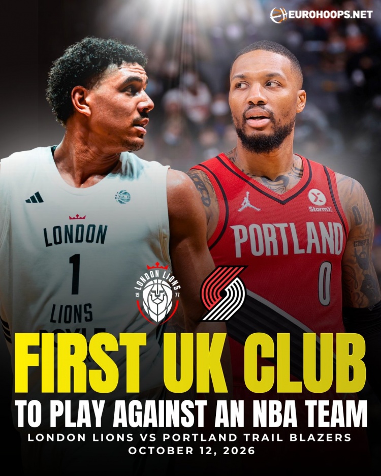 对阵开拓者！伦敦雄狮是历史首支和NBA球队交手的英国篮球俱乐部
