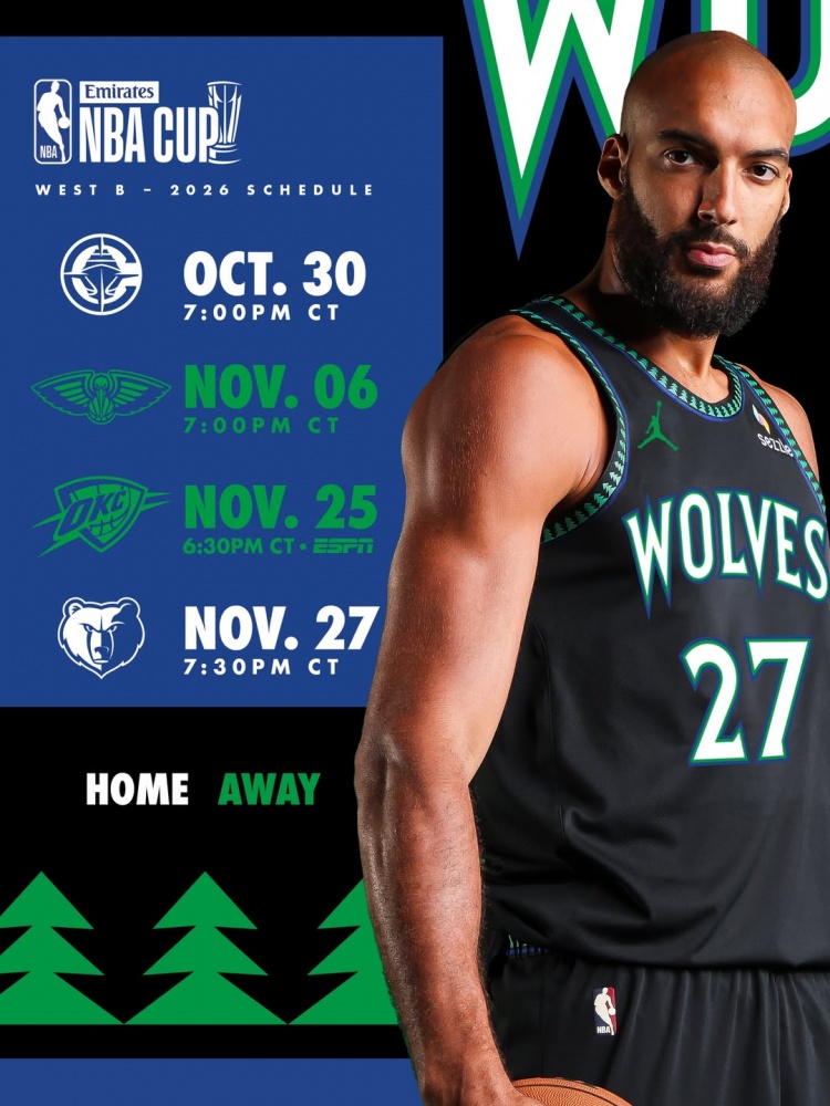 狼队NBA杯赛程：主场打快船 随后客战鹈鹕&雷霆 末战主场打灰熊